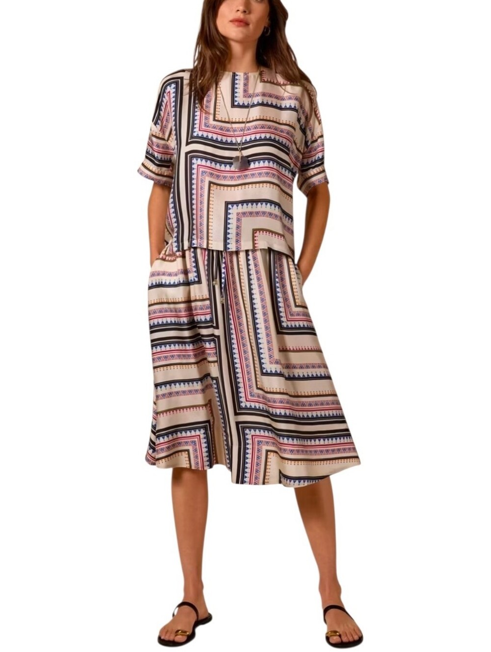 Johnny Was Blyth A-Line Midi Skirt Arden Oversized Blouse Zadie Set Size Small